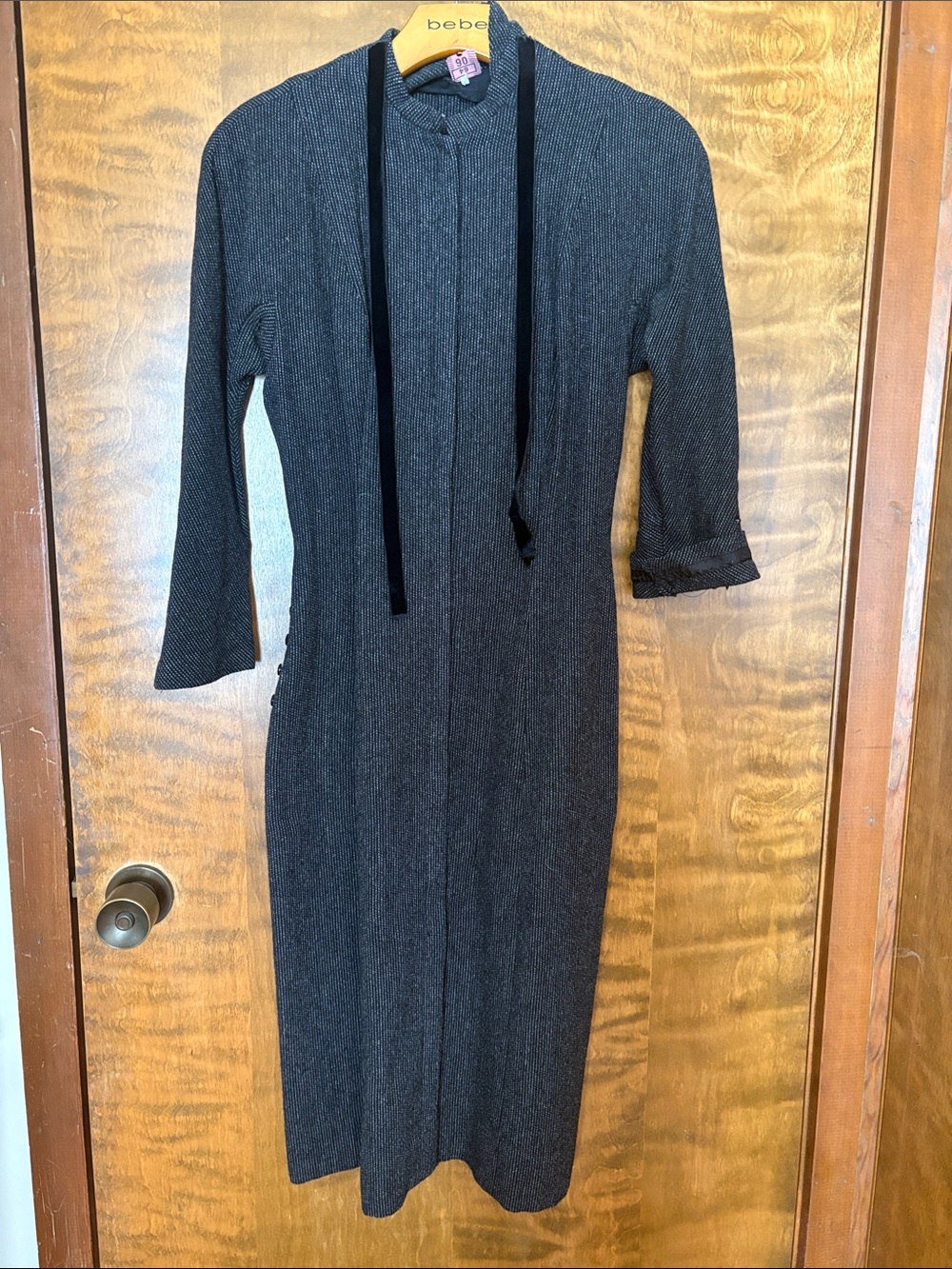 Smartcraft Charcoal Knit Midi Dress with Tie Detail
